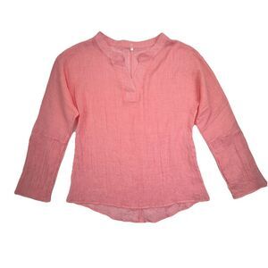 Pink Blouse Size XL Gauze Tunic Top V Neck Lightweight Beachy